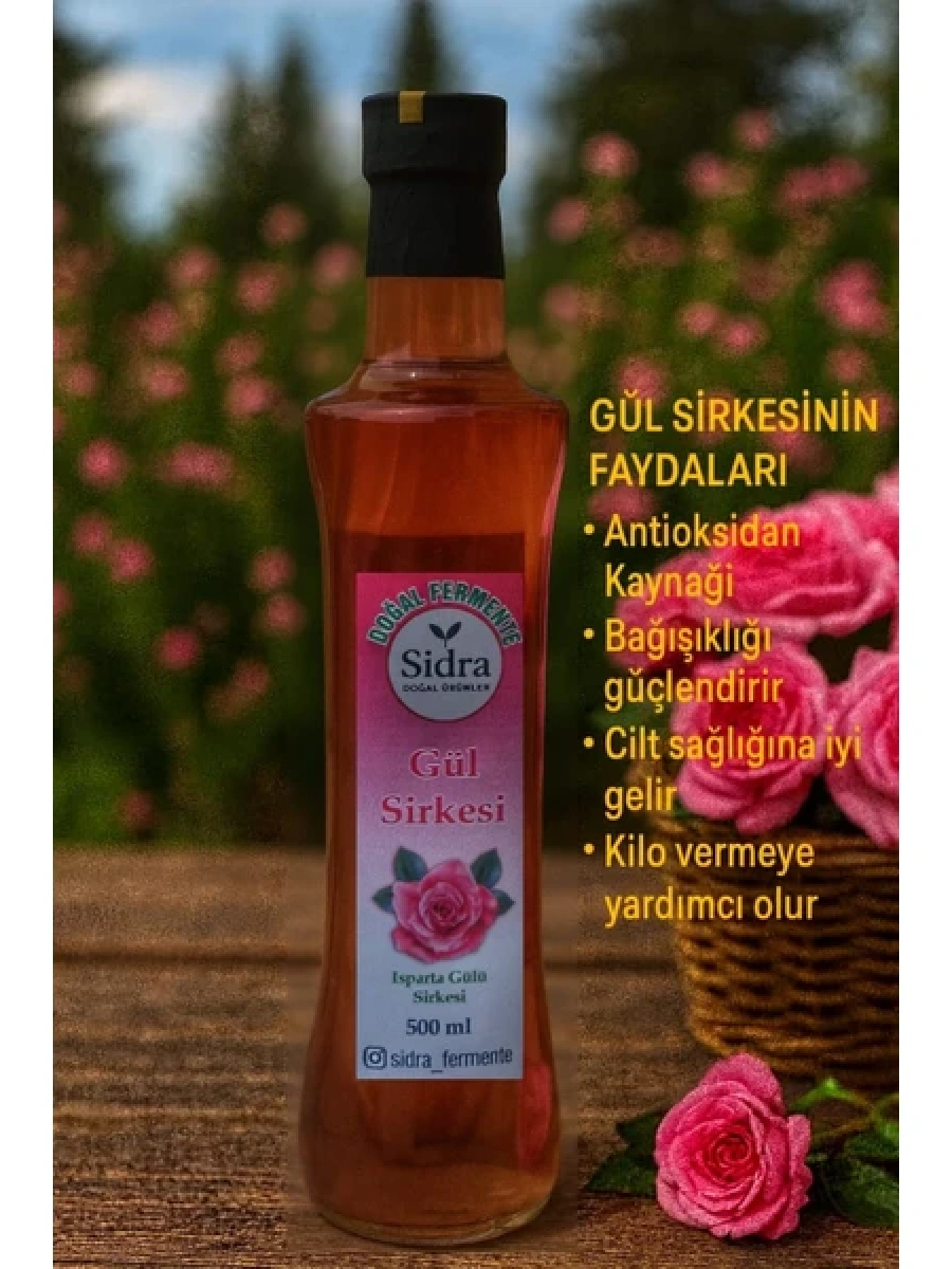 Doğal fermente gül sirkesi 500 ml